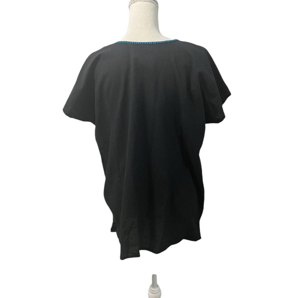 Mexican Artesian Handcrafted Black Embroidered Sh… - image 8